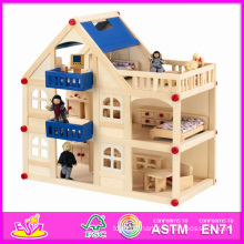 2014 mode nouveau bébé jouet, luxe grand enfants jouet en bois maison de poupée, enfants colorés jouet qualité jouer en bois maison de poupée W06A050